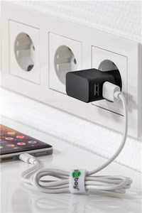 Double chargeur USB noir 2.4A