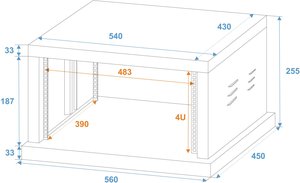 Armoire 4u en acier pour installation