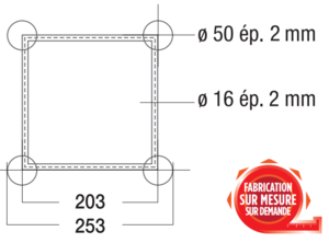 Structure alu ASD SC250 carrée angle 45° 2 départs ASC2520