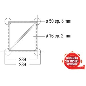 Angle 2D à 45 degres en structure aluminium ASD SC 300 Carrée ASC3020