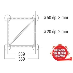 Angle Structure Carrée aluminium ASD 390mm 2 departs 90° ASC4022