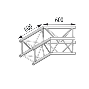 Angle Structure Carrée aluminium ASD 390mm 2 departs 135° ASC4025