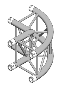 Angle alu 390 carrée 2 départs 90° arrondi extérieur - ASCC4022