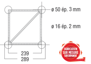 Structure carrée ASD ASZ 41 angle 4 départs 90° 290mm