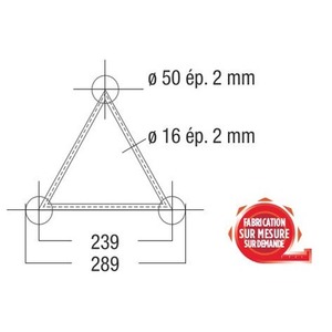 structure alu ASD angle 3 départs à 90° pied gauche SX290 triangulaire ASD ASX31