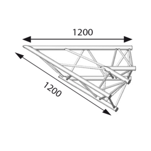 Angle 2D à 45 degres en structure aluminium ASD SX 390 triangulaire. ASX4020