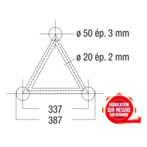 Angle 2D à 90 degres en structure aluminium ASD SX 390 triangulaire. ASX22