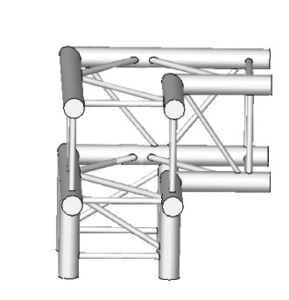 ASZ31 ASD - Angle 3 départs 3D type pied structure carrée angle 290mm