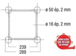 ASZ31 ASD - Angle 3 départs 3D type pied structure carrée angle 290mm