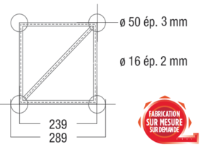 structure T 3 départs à plat structure carrée ASD ASZ 33 FC 290mm Forte charge