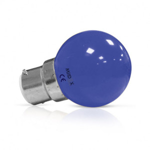 Ampoule LED B22 Sphérique 1W Bleu Blister x 2