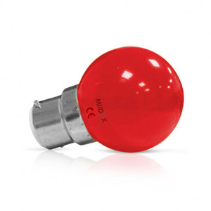 Ampoule LED B22 Sphérique 1W Rouge Blister x 2
