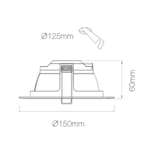 Downlight beneito et faure 150mm perçage 125mm 14W 3000K dimmable 1100 lumens