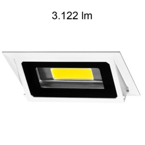 Downlight rectangulaire inclinable BONN 30W 4200K 3122 lumens chassis encastrable blanc