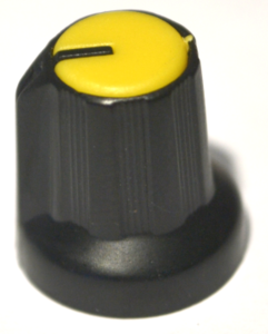 Bouton pour potentiomètre rotatif rond axe 6mm 15X16mm noir jaune