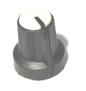 Bouton pour potentiomètre rotatif rond axe 6mm 15X16mm noir blanc