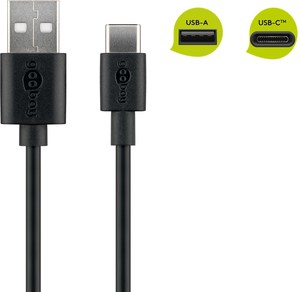 Cordon USB-A vers USB-c Charge et data USB 2.0 longueur 1m