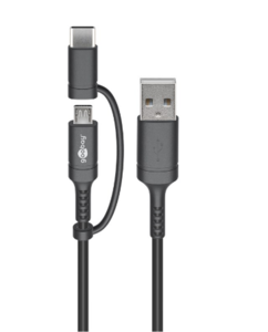 Cordon adaptateur charge et data USB vers USB-c et micro usb
