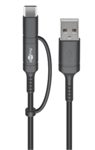 Cordon adaptateur charge et data USB vers USB-c et micro usb