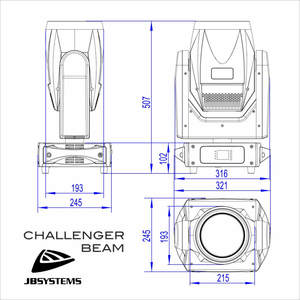 Challenger Beam JB Sytsems - Lyre Beam led  200W avec anneau