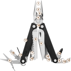 CHARGE + LEATHERMAN Pince multifonction 10 outils en acier noir et argenté