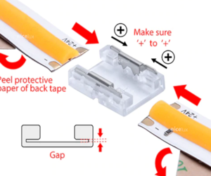 Connecteur transparent pour ruban led cob 10mm de large