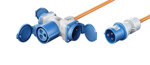 Cordon adaptateur caravane fiche mâle P17 vers P17 femelle + reprise 2 PC16 shucko 1,5m
