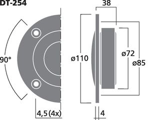 Tweeter à Dôme 8ohms 90W diamètre 110mm