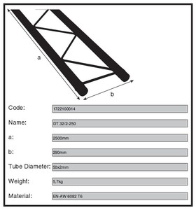 structure double alu duratruss DT-32/2-250 longueur 2m50 avec kit de jonction