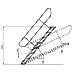 Escalier 6 marches Durastage Vario stair 100-180cm sans rampe