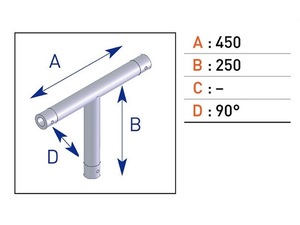 Jonction en T 3 départs pour barre alu simple EX5034 avec embout conique 45cm X 25cm