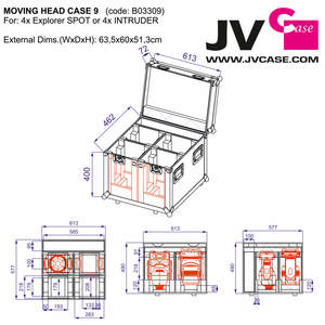 Flight case pour 4 Lyres Jb Systems Explorer ou Intruder