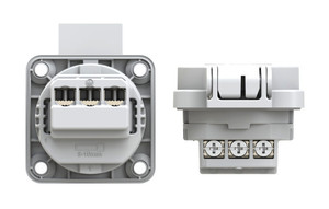 Embase encastrable femelle secteur NF 230V 16A avec volet IP54 grise