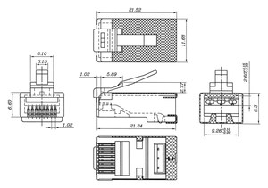 Fiche RJ45 à Sertir CAT6A blindée