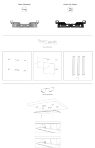 Lot de 4 fixations en plastique permettant de fixer les panneaux Artnovion équipés de cadre en bois directement sur un mur ou un plafond