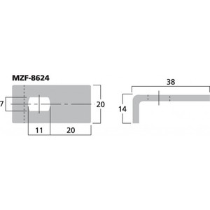 Patte de fixation acier noir  pour grille de HP 20X38 mm