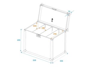 Flight case 4 compartiments 435 x 120 x 310 mm