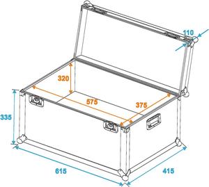 Flight case male de transport WxDxH intérieur 550 x 345 x 375 éco 7mm