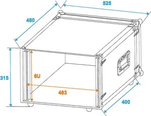 Flight case pour rack d'effet 6U 2 capots version fermeture grenouille