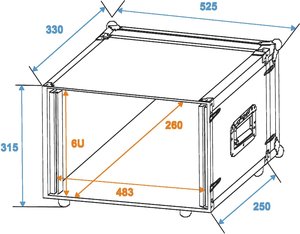 Flight case 6U 2 capots profondeur utile 300mm pour effets