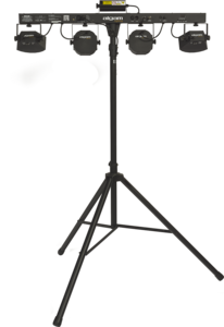 FLORIDABAR-II Algam Lighting – Set de projecteurs led PAR + Derby + Strobe + laser avec stand et housse