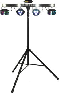 FLORIDABAR-II Algam Lighting – Set de projecteurs led PAR + Derby + Strobe + laser avec stand et housse