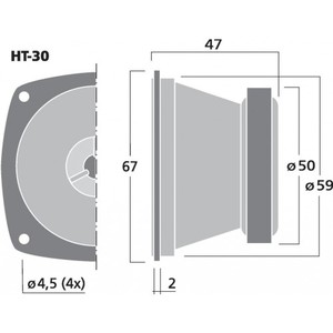 Haut parleur d'aigu miniature Tweeter Monacor 50W 8 ohm