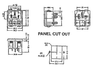 Embase IEC mâle pour chassis avec porte fusible