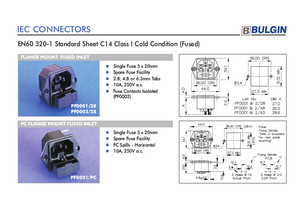 Embase IEC mâle pour chassis avec porte fusible et trous de fixation