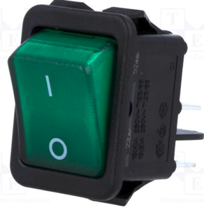 Interrupteur à bascule bipolaire 230V 16A vert avec temoin lumineux