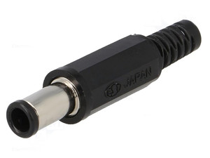 Fiche jack alim mâle 12V DC 2A 5.5mm 3.3mm 1mm avec manchon