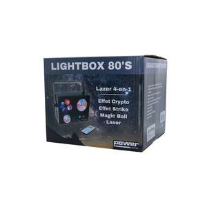 LIGHTBOX 80S Power lighting - multi effet 4 en 1 Sphéro + Crypto + Strike + laser bicolore