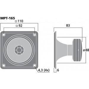 Haut-parleur d'aigu Piézo 110 x 110 mm 115w sous 4 ohms