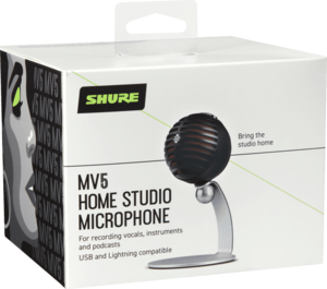 MV5-N Shure Micro noir et rouge statique USB Cardioïde 24-bits 48 kHz pour ordinateur et téléphone